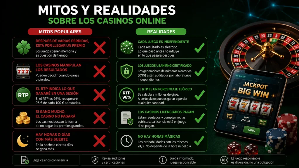 Mitos y realidades sobre los casinos online y las tragamonedas